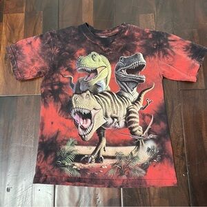 The Mountain Dinosaur Tshirt Youth Large Red Tie Dye